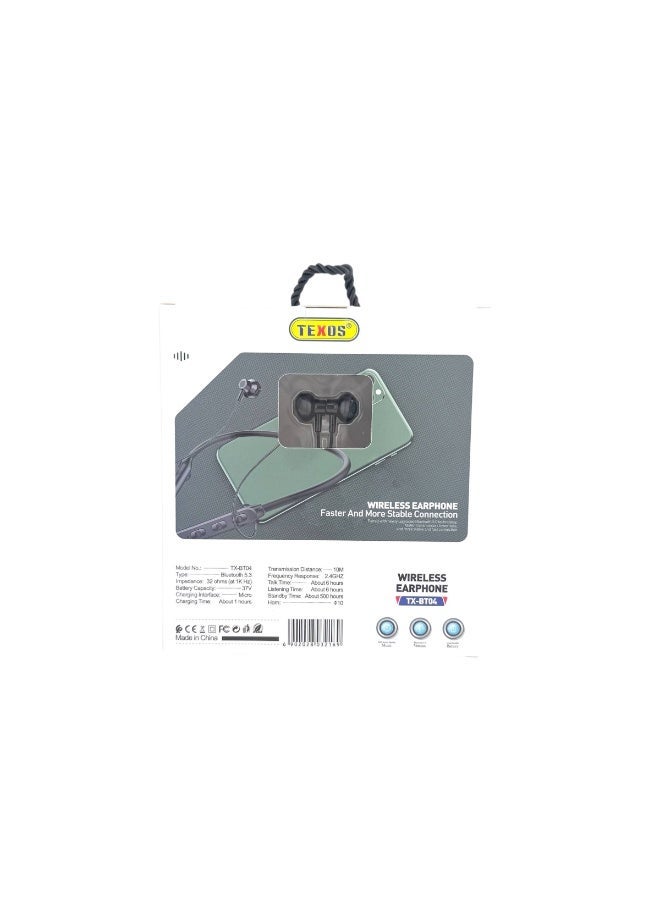 تيكسو Texos Dual-Driver Wireless Bluetooth Neckband Earphones - TX-BT04 - Image 2