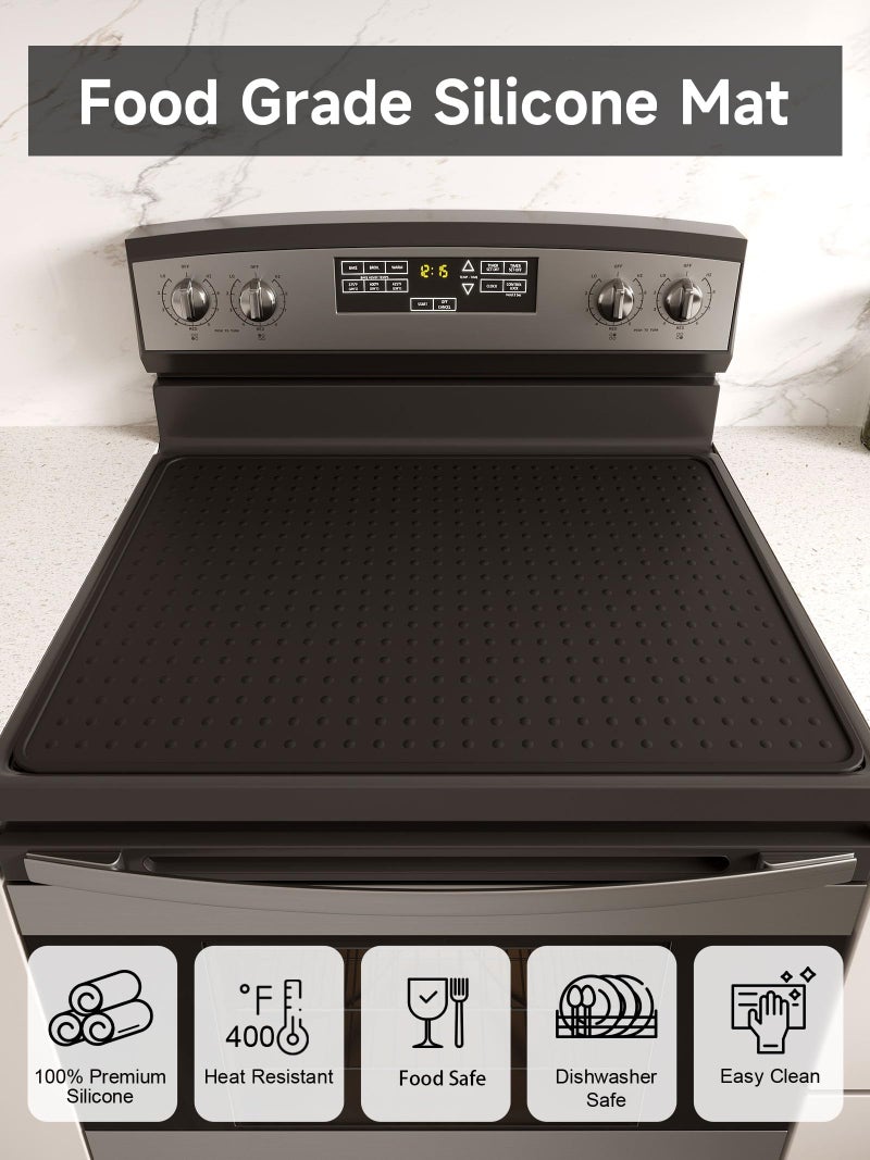 XiFEO Silicone Stove Top Cover for Electric Stove, Glass Stove Top Cover Protector, Flat Top Range Cover â€“ Double as Dish Drying Mat, Coffee Bar Mat, Kitchen Stove Accessories, 28 x 20 in, Black - Image 3