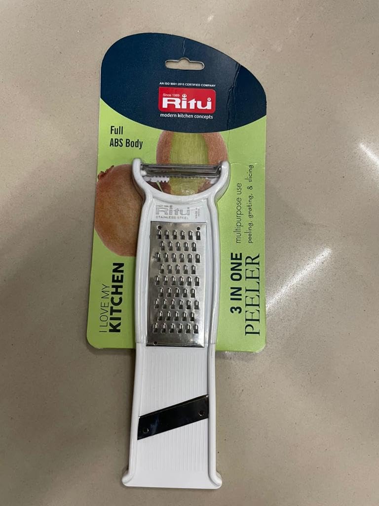 RITU 3 -in -1 Stainless Steel Vegetable Peeler | Ergonomic Handle | Ideal for Peeling, Julienning, and Slicing Potatoes, Carrots, Cucumbers, Apples, Tomatoes, Versatile Kitchen Accessory - Image 4