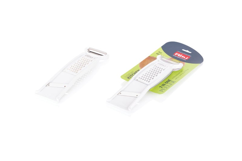 RITU 3 -in -1 Stainless Steel Vegetable Peeler | Ergonomic Handle | Ideal for Peeling, Julienning, and Slicing Potatoes, Carrots, Cucumbers, Apples, Tomatoes, Versatile Kitchen Accessory - Image 2