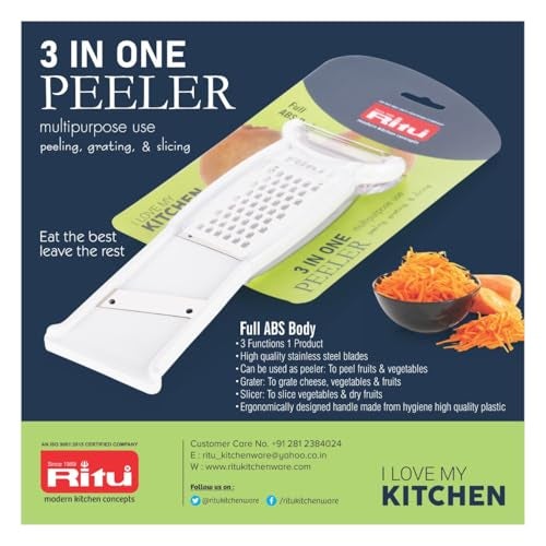 RITU 3 -in -1 Stainless Steel Vegetable Peeler | Ergonomic Handle | Ideal for Peeling, Julienning, and Slicing Potatoes, Carrots, Cucumbers, Apples, Tomatoes, Versatile Kitchen Accessory - Image 5