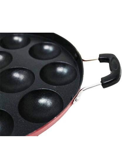 KD ZONE KD ZONE NonStick Aluminium Appapatram with Steel Lid 12 Cavity RedBlack  - Image 3