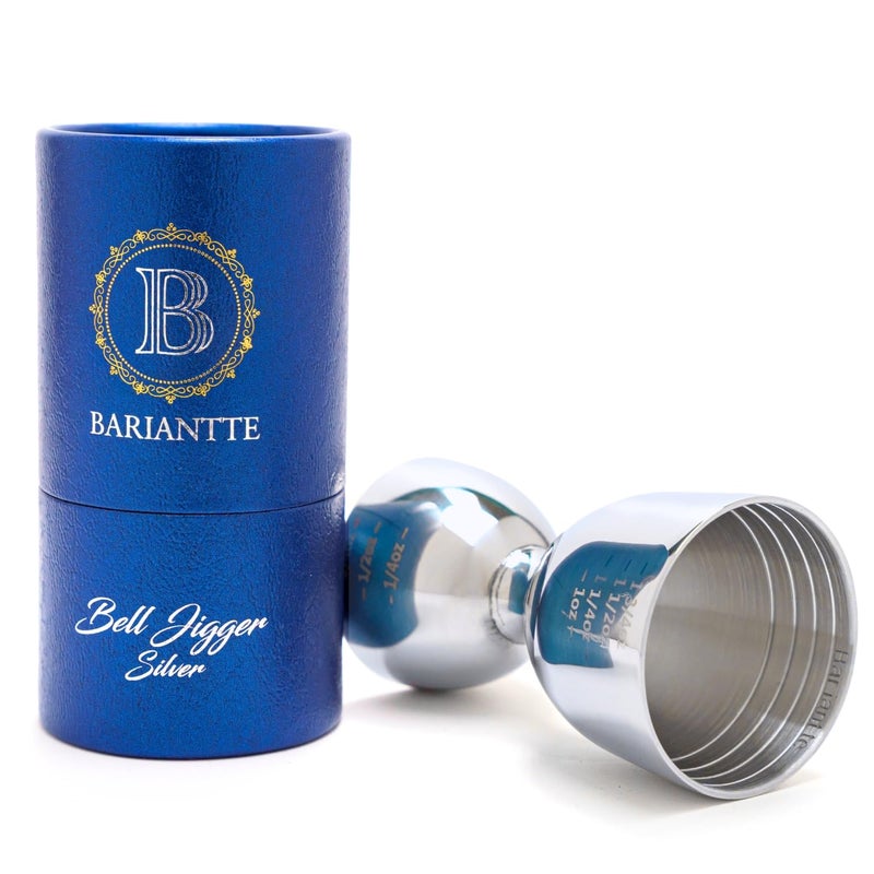 BARIANTTE Silver Bell Double Jigger  Premium Cocktail Measure 2 oz  1 oz Mirror Finish Bar Jigger