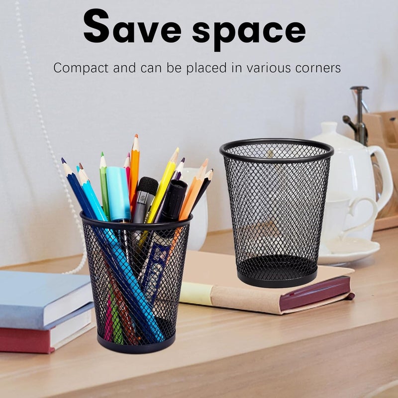 QYH Mesh Pencil Holder for Desk 6 Pack, Metal Pen Cup Black | Pen Holder for Desk, Desk Organizer for Office, Business, School &  Home - Image 5