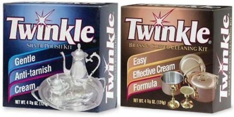 Twinkle Silver Polish Kit and Brass & Copper Cleaning Kit (Pack of 2)