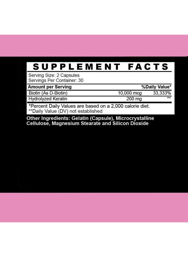 Angry Supplements - Hair Envy 10,000 Mcg Biotin + Keratin, Grow + Hydrate Hair, Strengthen Thicken Nails, Clear & Nourish Skin - Help Damaged Thinning Hair, (3-Bottles) - Image 1