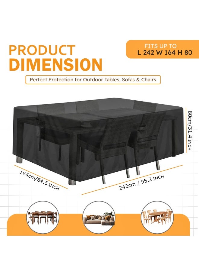 TOPIFY Waterproof Garden Patio Furniture Cover Set, Upgraded 210D Heavy Duty Oxford Fabric UV Resistant Protective Covers for Square & Rectangle Table Chair Sofa Outdoor (Polyester, 242 x 164 x 80) - Image 2