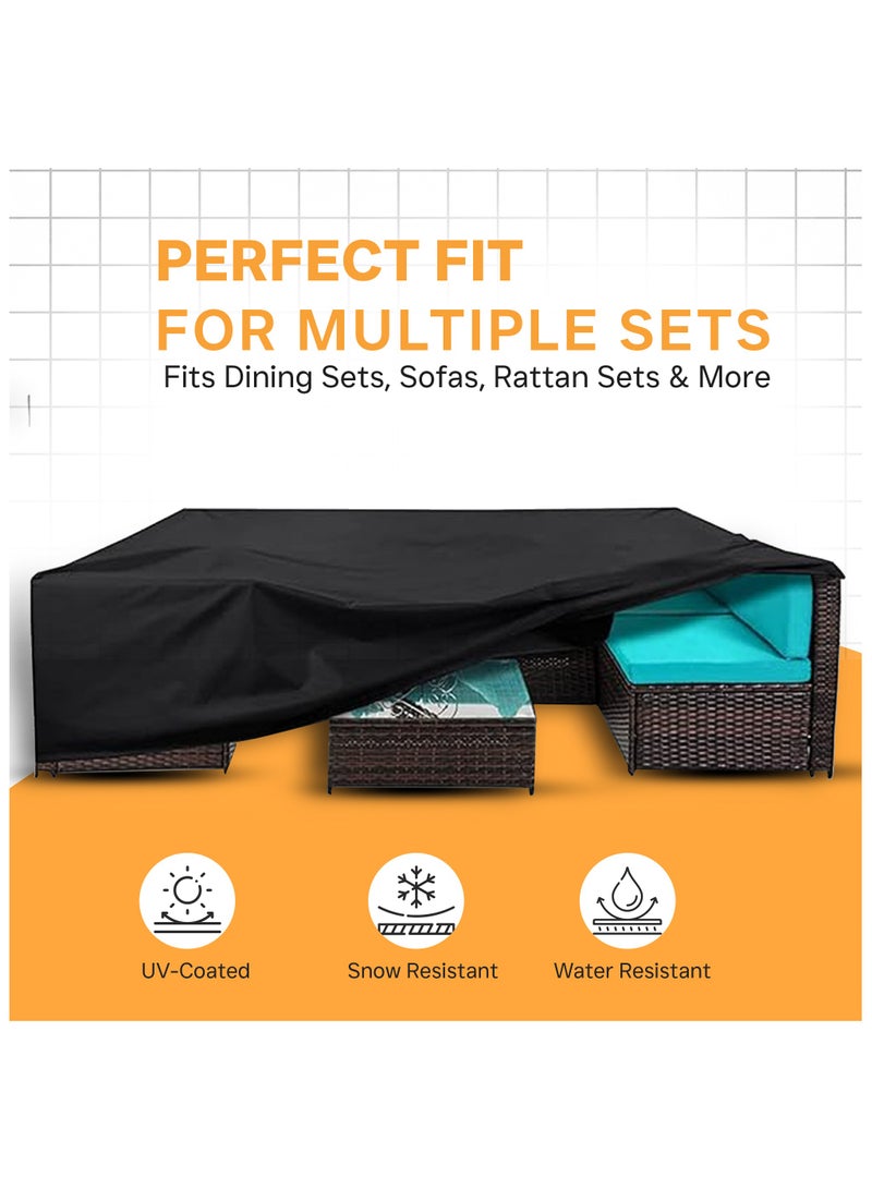 TOPIFY Waterproof Garden Patio Furniture Cover Set, Upgraded 210D Heavy Duty Oxford Fabric UV Resistant Protective Covers for Square & Rectangle Table Chair Sofa Outdoor (Polyester, 242 x 164 x 80) - Image 3