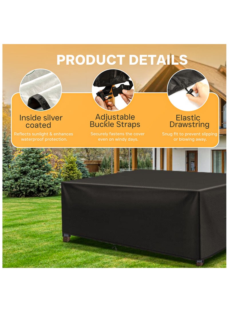 TOPIFY Waterproof Garden Patio Furniture Cover Set, Upgraded 210D Heavy Duty Oxford Fabric UV Resistant Protective Covers for Square & Rectangle Table Chair Sofa Outdoor (Polyester, 242 x 164 x 80) - Image 5