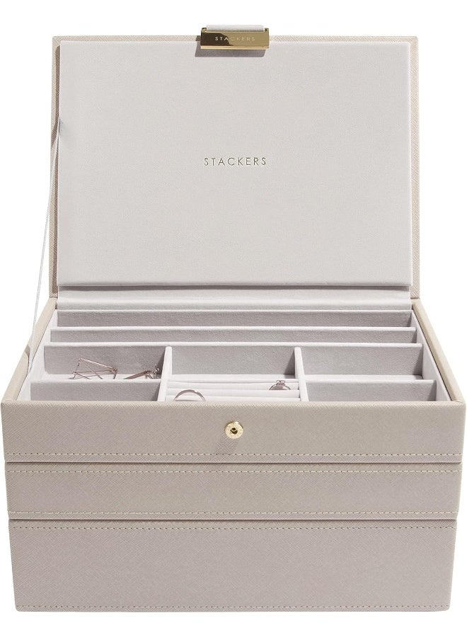 Stackers Taupe Classic Medium Jewellery Box, Set of 3 - Image 1