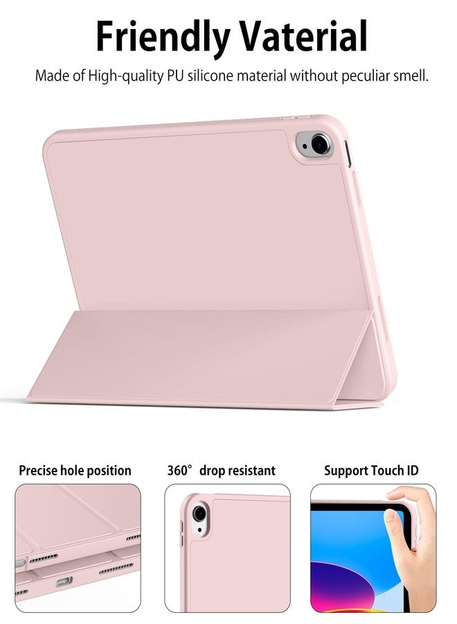 Aoub New iPad 10th Generation Case 10.9 inch 2022 with Pencil Holder, Smart Trifold Stand Case with Slim Soft TPU Back Shell Cover for iPad 10th Gen, Support Touch ID, Auto Wake/Sleep, Pink - Image 3