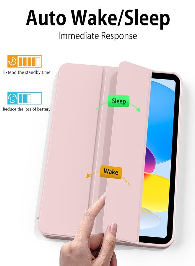 Aoub New iPad 10th Generation Case 10.9 inch 2022 with Pencil Holder, Smart Trifold Stand Case with Slim Soft TPU Back Shell Cover for iPad 10th Gen, Support Touch ID, Auto Wake/Sleep, Pink - Image 4