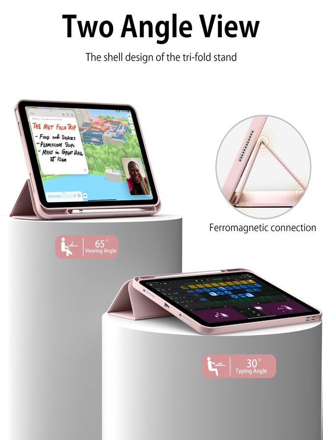Aoub New iPad 10th Generation Case 10.9 inch 2022 with Pencil Holder, Smart Trifold Stand Case with Slim Soft TPU Back Shell Cover for iPad 10th Gen, Support Touch ID, Auto Wake/Sleep, Pink - Image 5