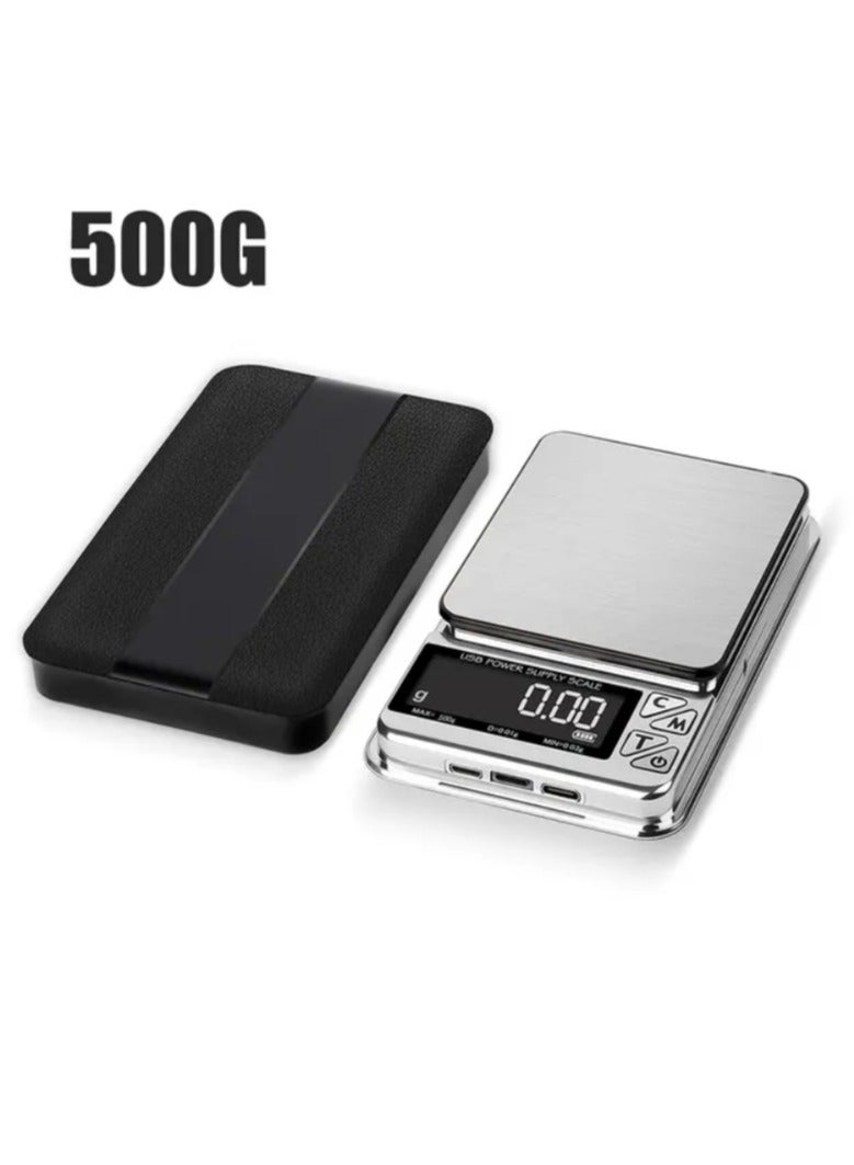 AROAQ High Precision Electronic Scale 500g LCD Digital Scale USB Charging Stainless Pocket Kitchen Scale - Image 1