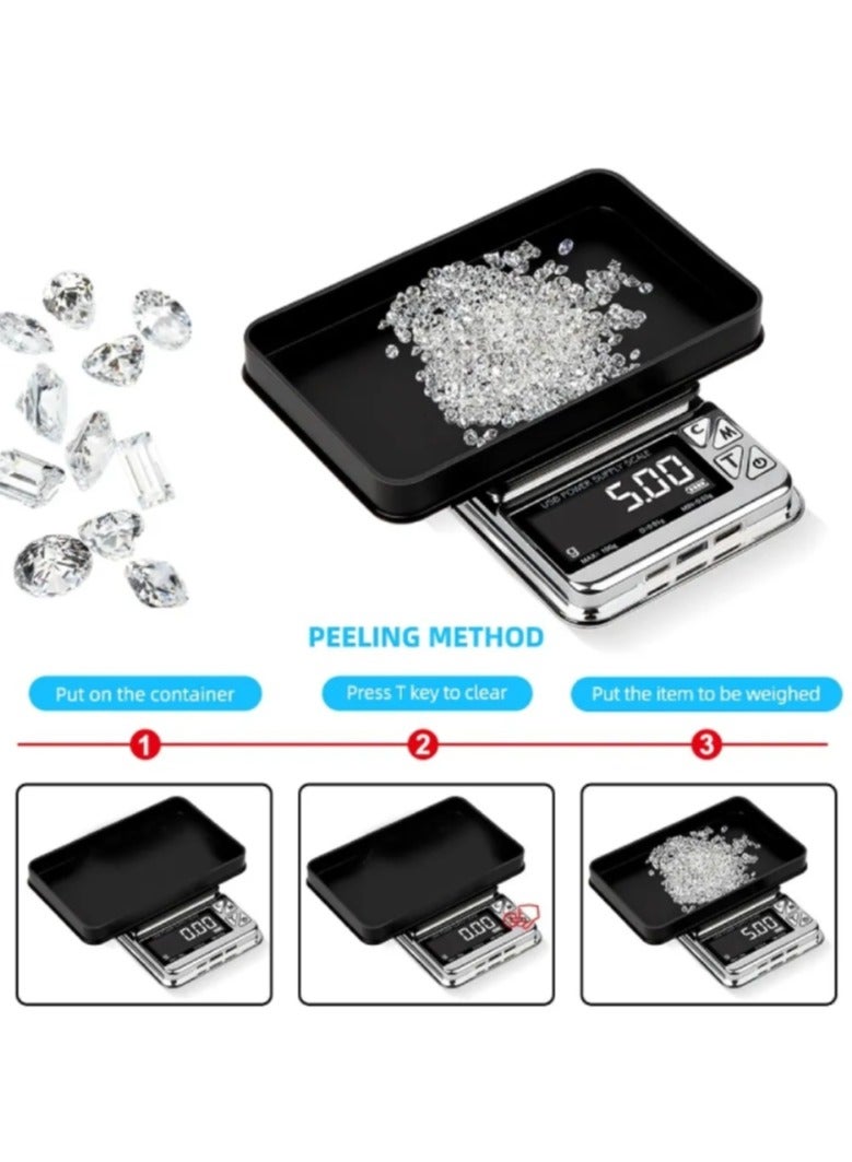 AROAQ High Precision Electronic Scale 500g LCD Digital Scale USB Charging Stainless Pocket Kitchen Scale - Image 4