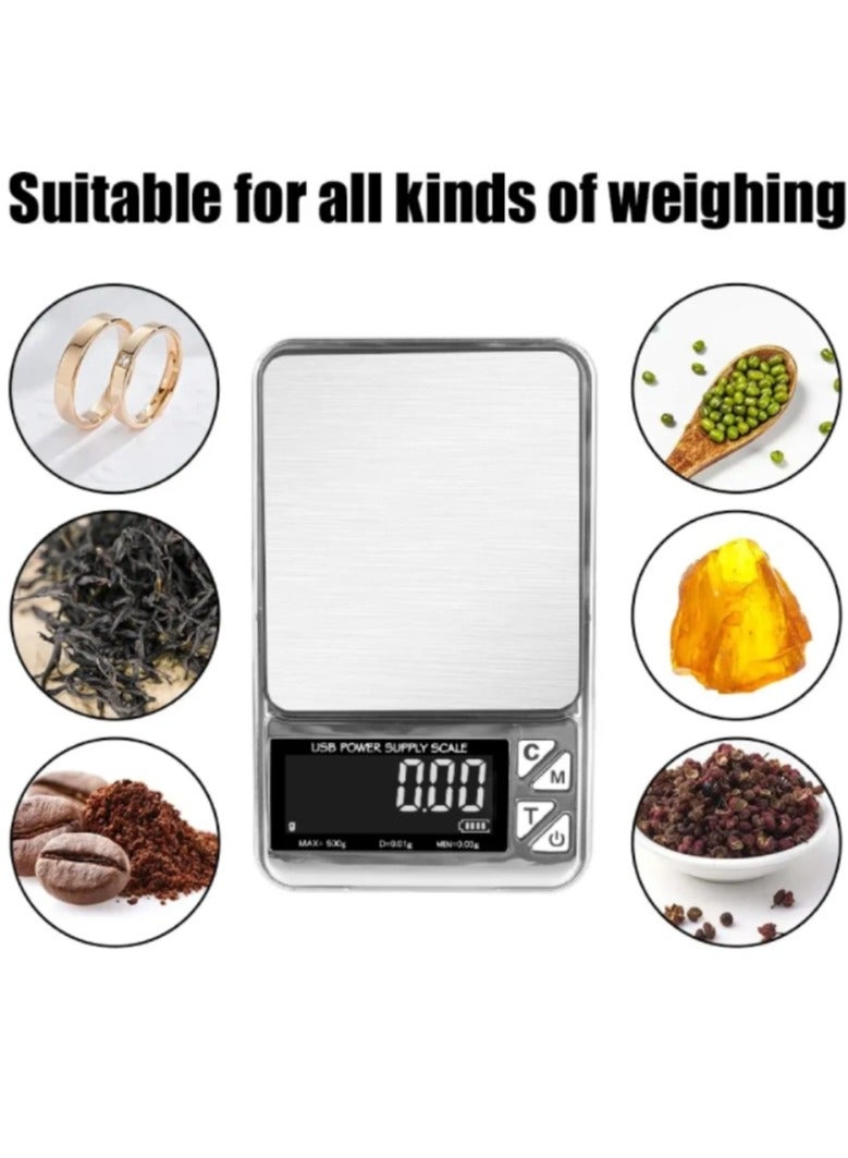 AROAQ High Precision Electronic Scale 500g LCD Digital Scale USB Charging Stainless Pocket Kitchen Scale - Image 3