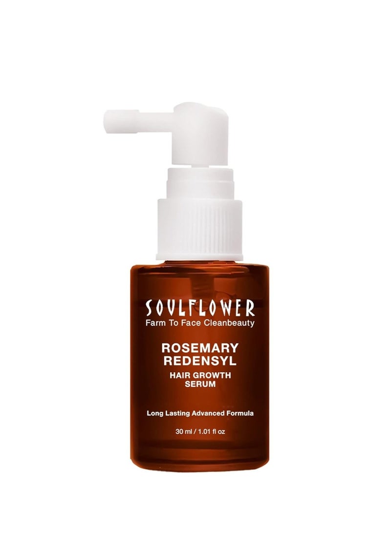 Soulflower Rosemary Redensyl Hair Growth Serum 30ml with 4% Anagain, 1% Melanogray, Biotin, Keratin, Tea Tree, Chia Seeds & Rice Water & Rosemary Lavender Healthy Hair Oil 225ml - Image 2