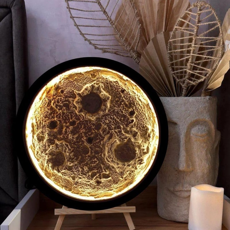 The brown box طقم صنع مصباح القمر مع ضوء LED للحرف اليدوية والديكور المنزلي | يشمل قاعدة MDF، حامل Easel، ألوان، مسحوق معجون وفرشاة | تغليف صندوق هدايا - Image 3