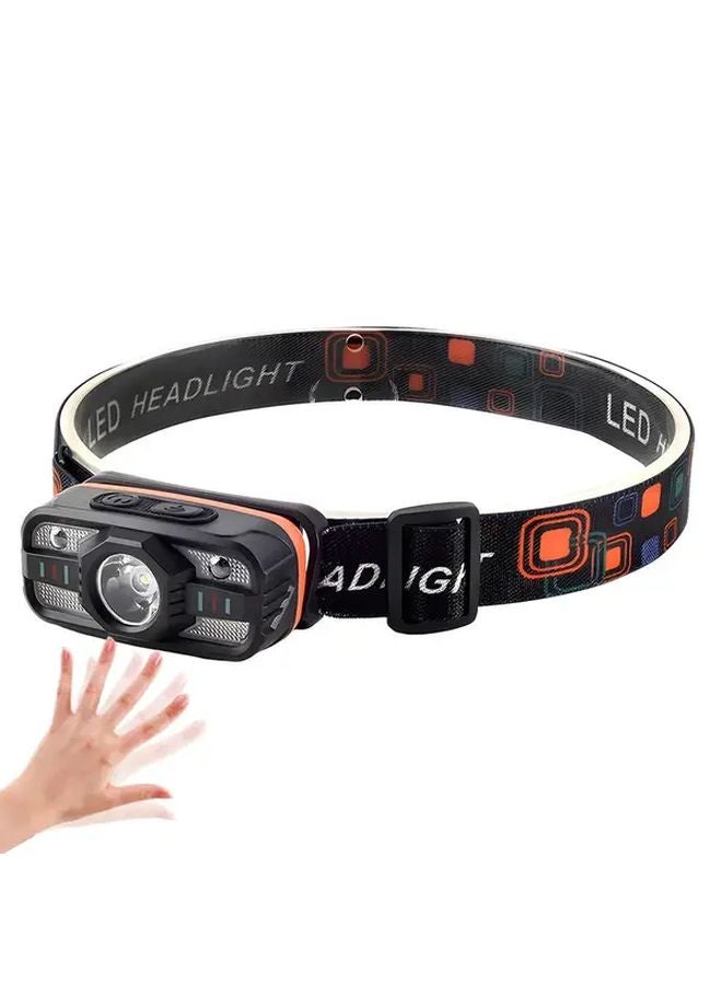 مصباح رأس LED خارجي قابل لإعادة الشحن باللون الأسود - 6 أوضاع إضاءة - مصباح رأس COB - Image 1