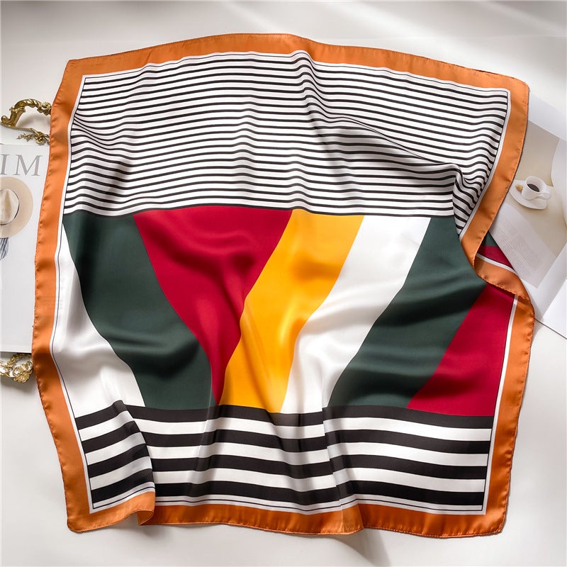 Factory wholesale scarves ladies scarf shawls 70cm Korean small square silk satin printed spring and summer sunscreen scarf  - Image 4