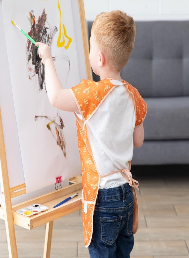 Bumkins Short Sleeve Smock, Toddler Reusable Waterproof Bib for Girls and Boys Ages 3-7 Years, Junior Childrens, Kids Paint Apron, Arts, Crafts and Play with Pocket, Soft Fabric, Boho Orange - Image 4