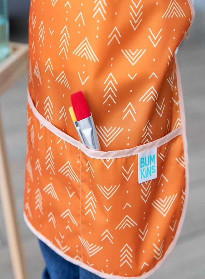 Bumkins Short Sleeve Smock, Toddler Reusable Waterproof Bib for Girls and Boys Ages 3-7 Years, Junior Childrens, Kids Paint Apron, Arts, Crafts and Play with Pocket, Soft Fabric, Boho Orange - Image 3