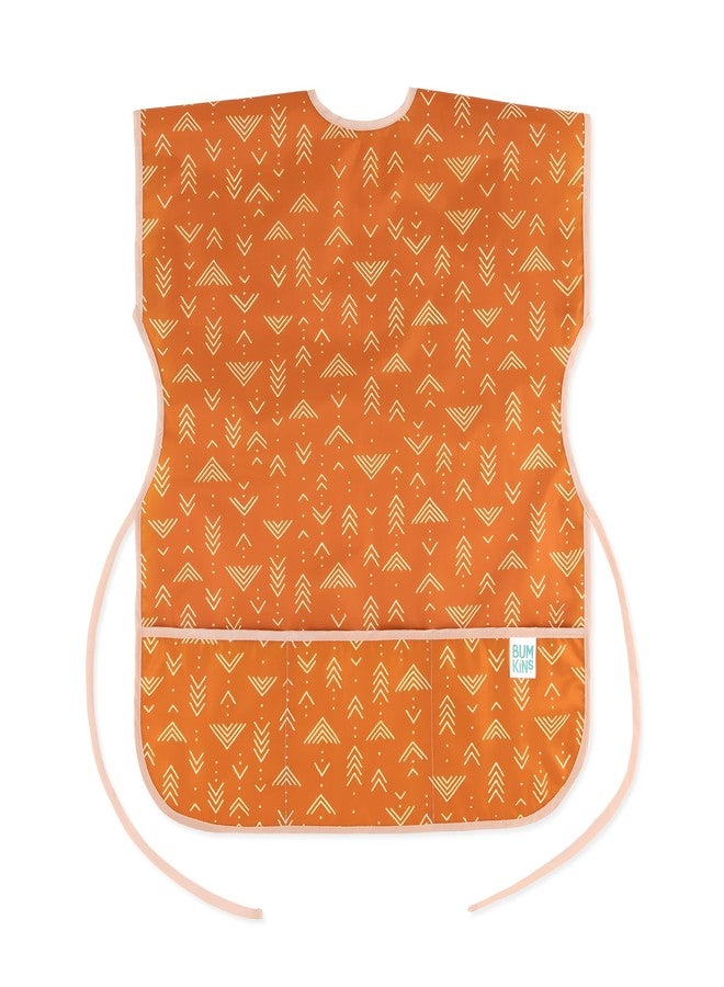 Bumkins Short Sleeve Smock, Toddler Reusable Waterproof Bib for Girls and Boys Ages 3-7 Years, Junior Childrens, Kids Paint Apron, Arts, Crafts and Play with Pocket, Soft Fabric, Boho Orange - Image 1
