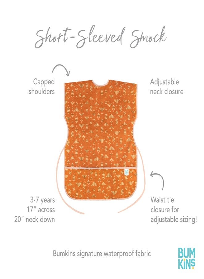 Bumkins Short Sleeve Smock, Toddler Reusable Waterproof Bib for Girls and Boys Ages 3-7 Years, Junior Childrens, Kids Paint Apron, Arts, Crafts and Play with Pocket, Soft Fabric, Boho Orange - Image 5