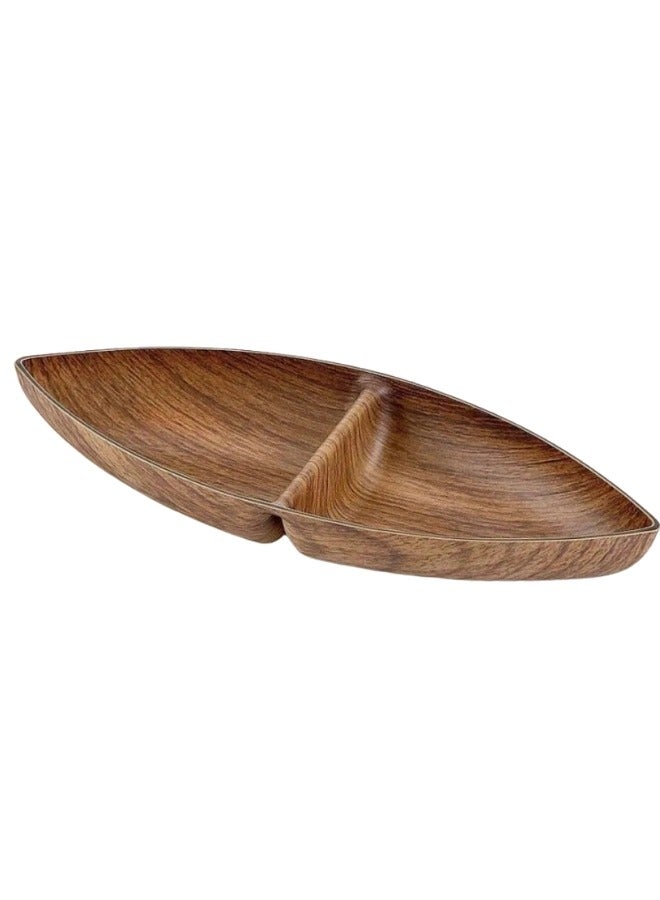 Evelin Luxury Wooden Design Divided Serving Platter - Perfect for Appetizers and Snacks Adds an Elegant Look to Your Home 27*11*4 cm (Shatterproof)  - Image 2
