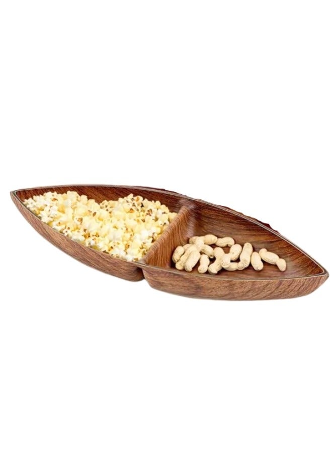 Evelin Luxury Wooden Design Divided Serving Platter - Perfect for Appetizers and Snacks Adds an Elegant Look to Your Home 27*11*4 cm (Shatterproof)  - Image 4