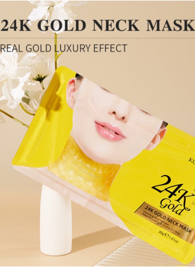 Kormesic 24k Gold Facial Mask Neck Anti Wrinkle Patches, Neck Lift Mask Collagen Patch Fine Lines Removal Hydrating, Neck Wrinkle Removal Skincare Beauty Patches  - Image 1