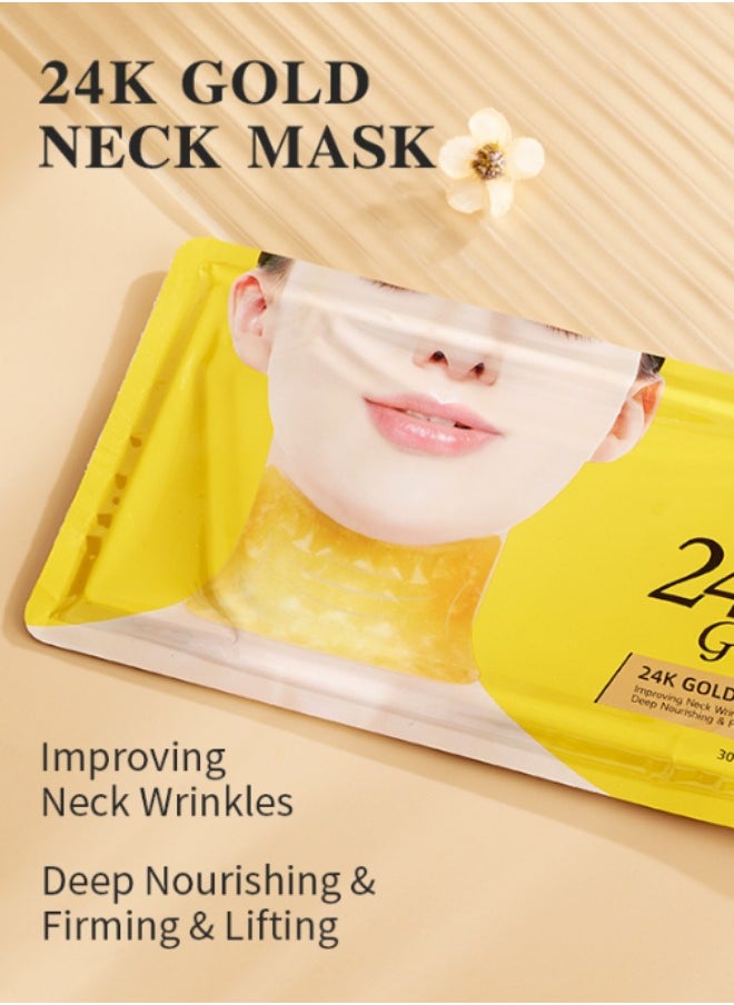 Kormesic 24k Gold Facial Mask Neck Anti Wrinkle Patches, Neck Lift Mask Collagen Patch Fine Lines Removal Hydrating, Neck Wrinkle Removal Skincare Beauty Patches  - Image 3