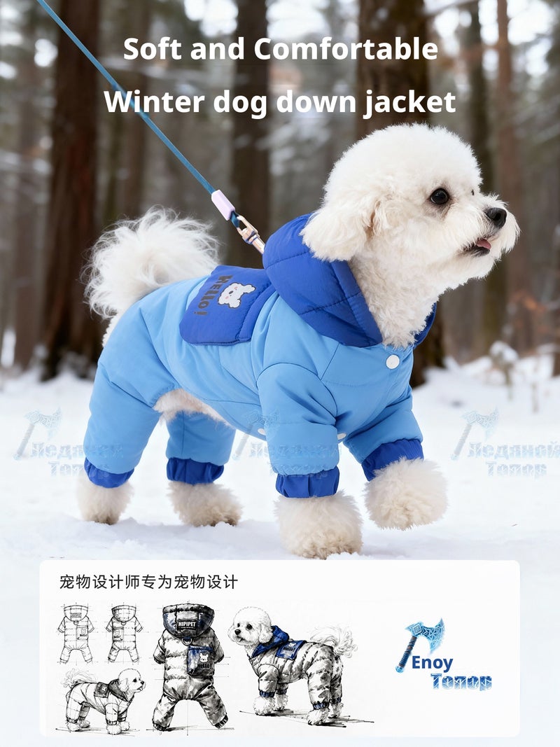 Insulated Dog Overall with Hood for Small Dogs – Duck Down, Water-Repellent - Image 3