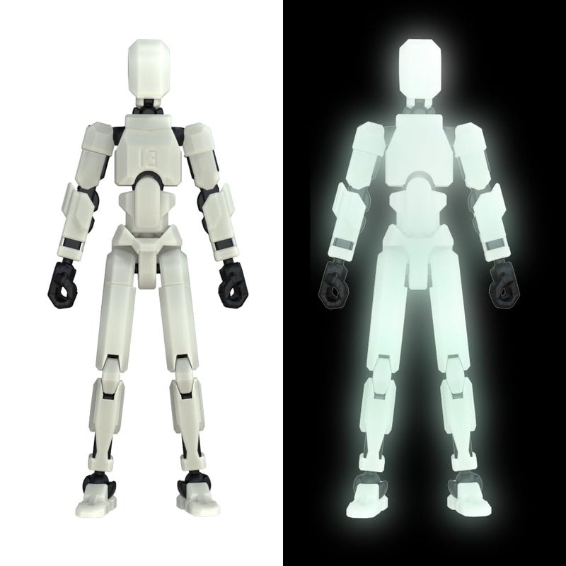 MerryXD T13 3D Action FigureAssembly Completed Dummy Nova Titan Lucky 13 Action Figure 3D Printed MultiJointed Movable Toy Grow in The Dark White - Image 3