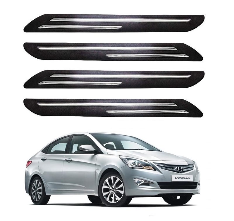 Bowrain Car Bumper Protector for Fiesta - (Black, Pack of 4, Chrome Strip) - Image 1