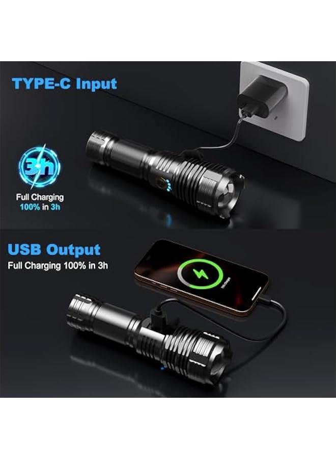 Rechargeable LED Flashlights High Lumens Tactical Flashlight with Zoomable Super Bright Waterproof Flashlights for Emergencies,Camping,Hiking,Home - Image 3