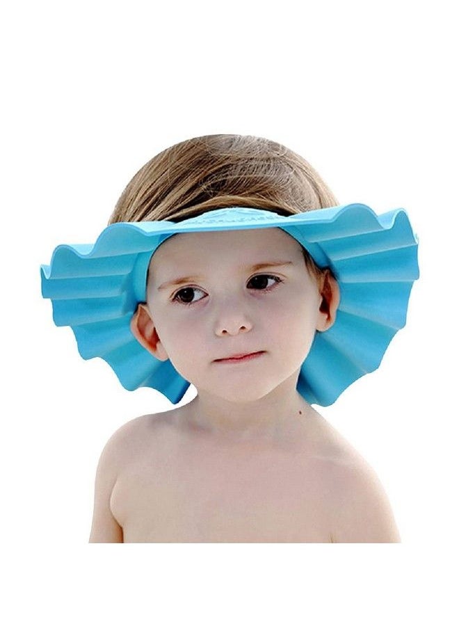 Shuiniba - Baby Shower Bathing Cap Soft Shower Cap Hat Wash Hair Shield For Children Kids (Blue) - Image 1