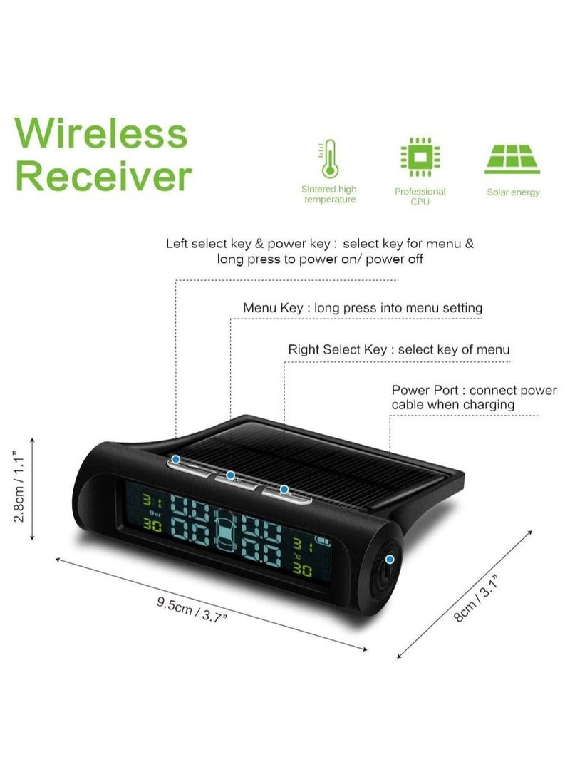 NIBEMINENT Car TPMS Solar Wireless Tire Pressure Alarm Sensor energy Display - Image 5