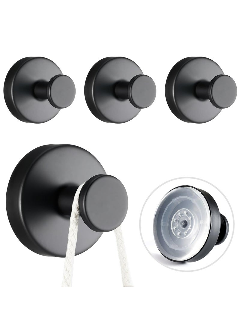 Dominy 4 PCS Suction Cup Hooks for Shower, Stainless Steel No Drill Suction Towel Hooks for Bathroom Wall, Kitchen, Glass, Mirror, Tile to Hang Towels, Robes (Black)  - Image 1