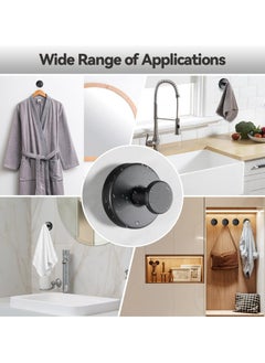Dominy 4 PCS Suction Cup Hooks for Shower, Stainless Steel No Drill Suction Towel Hooks for Bathroom Wall, Kitchen, Glass, Mirror, Tile to Hang Towels, Robes (Black)  - Image 3