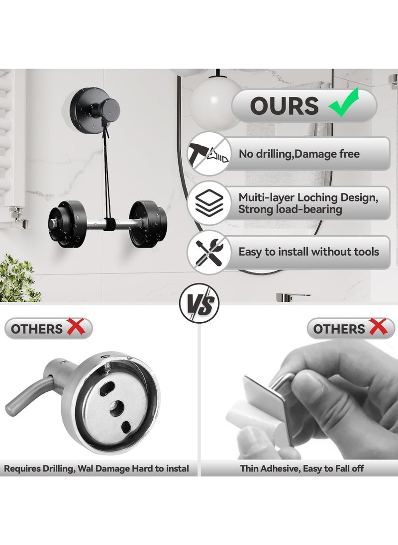 Dominy 4 PCS Suction Cup Hooks for Shower, Stainless Steel No Drill Suction Towel Hooks for Bathroom Wall, Kitchen, Glass, Mirror, Tile to Hang Towels, Robes (Black)  - Image 4