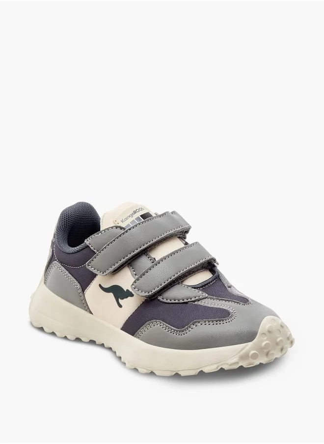 كانغاروس Boys' Panelled Sneakers with Hook and Loop Closure