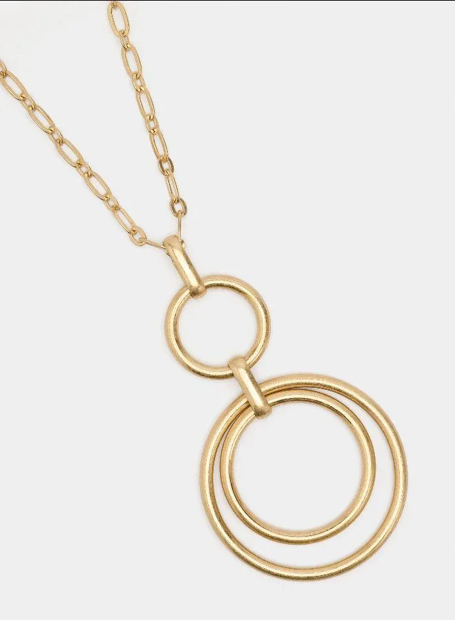 بارفوا عقد طويل مع قلادة من الحلقات ذهبية