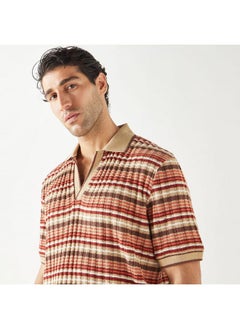Iconic Iconic Textured Polo T-Shirt with Short Sleeves  - Image 4