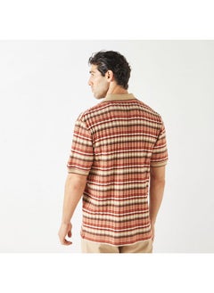 Iconic Iconic Textured Polo T-Shirt with Short Sleeves  - Image 3