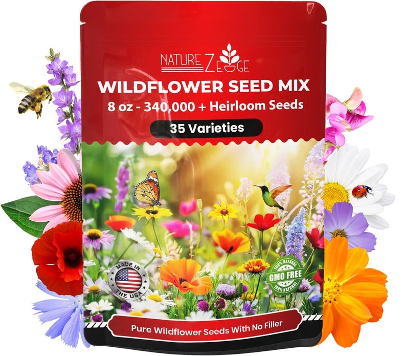 NatureZ Edge Wildflower Seeds, 1/2 lb, 340,000 Seed, 35 Variety Perennial & Annual Flower Seeds to Plant Outside, Bulk Wildflower Seed, Wild Flower, Semillas de Flores - Image 1