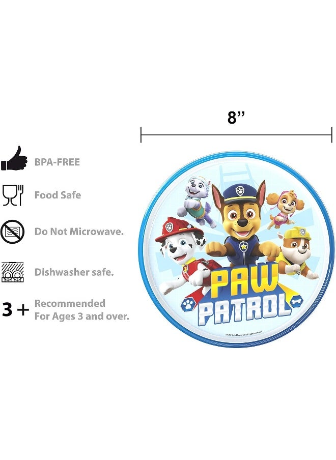 Zak Designs - Zak Designs PAW Patrol Dinnerware 5 Piece Set Includes Plate, Bowl, Water Bottle, and Utensil Tableware, Non-BPA, Made of Durable Material and Perfect for Kids (Chase, Marshall, Rubble, Skye) - Image 1