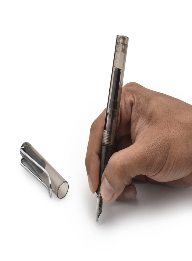 BUZZ COOL Black Fountain Ink Pen With Ink Converter Pump | Black Transparent Body Fountain Pen with Fine Nib(0.5mm) | Zero Ink Leakage Smooth Writing Ink Pen - Image 3