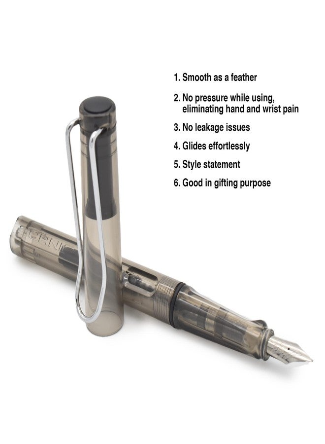 BUZZ COOL Black Fountain Ink Pen With Ink Converter Pump | Black Transparent Body Fountain Pen with Fine Nib(0.5mm) | Zero Ink Leakage Smooth Writing Ink Pen - Image 2
