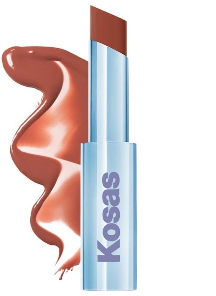 Kosas Kosas Wet Stick Moisturizing Shiny Sheer Lipstick with Ceramides Island High - Warm Toasty Red 3g  - Image 1
